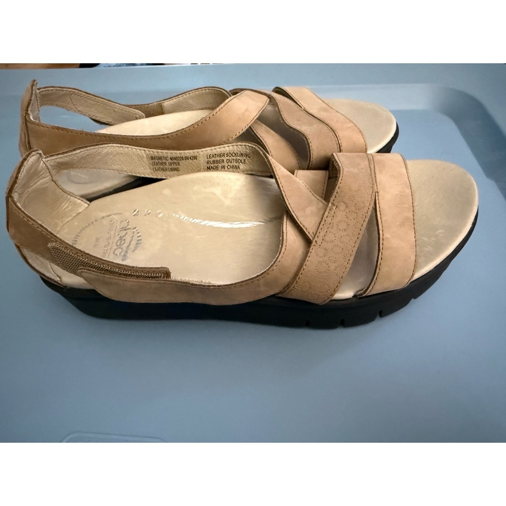 Abeo BIOSystem Magnetic Tan Leather Strappy Sandals Womens 8N MW0229 Orthotic - Picture 6 of 10